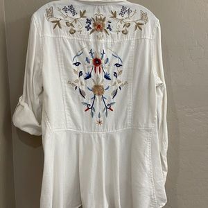 Embroidered denim shirt